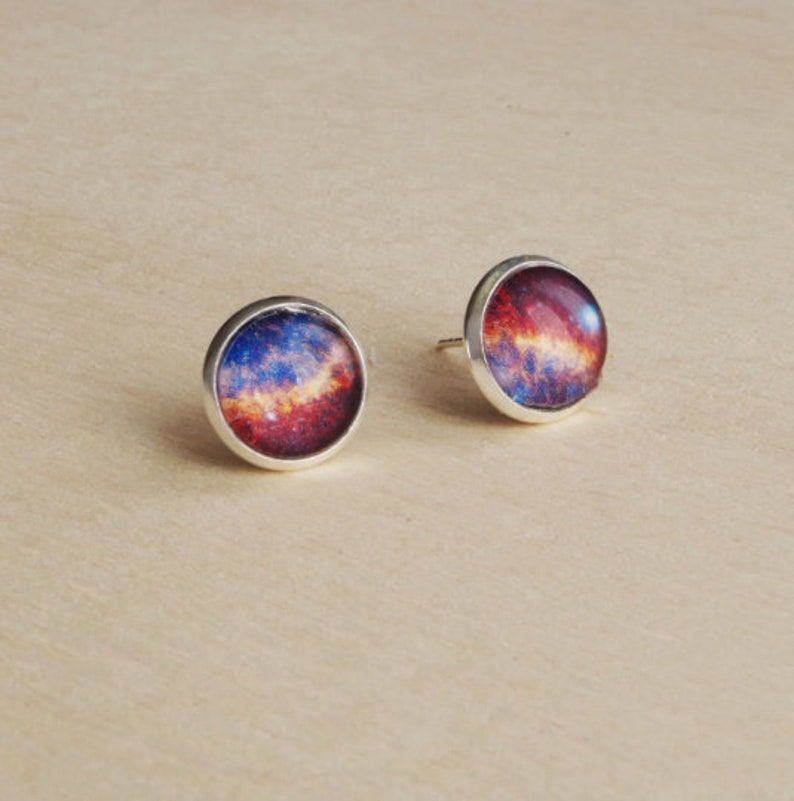 Space earrings Galaxy stud earrings Nebula Stardust earring Etsy