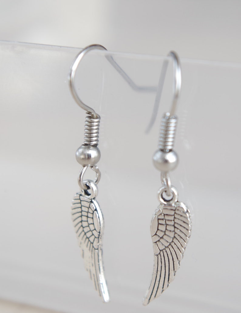 Angle Wing Earrings Angle Wing Charm Angle Wing Drop Earring Trending Earring Silver Angle Wing Silver Wings Earrings Fairy Wings Earrings image 3