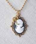 Personalized Cameo Necklace: Gold Initial Victorian Pendant