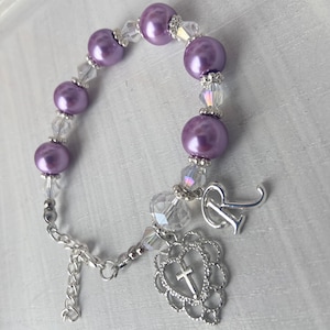 Carta personalizada pulsera bebé Pulsera de rosario de primera comunión para niña Cruz Bautismo joyería Duo Madrina Regalo Bautizo