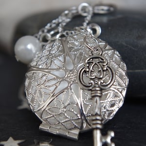 Locket Necklace Key Locket  Pearl  Locket Pendant Silver Locket Necklace Aromatherapy Locket Jewelry  Perfume Locket Anniversary day gifts