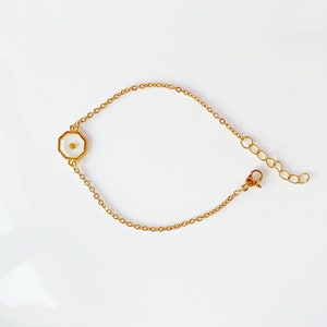 Mustard Seed Bracelet: Gold Hexagon Resin Christian Jewelry