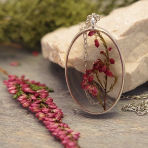 Real flower necklace Flower resin pendant Pressed flower necklace Dried flower pendant Flower jewelry Natural Plan Mothers day gift for mom image 3