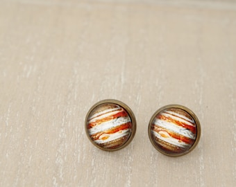 Jupiter Studs Earrings Solar System Jewelry Space Earrings Universe Earrings Tiny Studs Mens Earrings for men Gift for her Anniversary