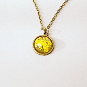 Pressed Yellow Flower Resin Necklace: Real Flower Jewelry