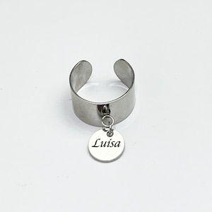 Anillo de medalla personalizado para grabar, anillo de acero ajustable, Joyas Personalizables para Mamá
