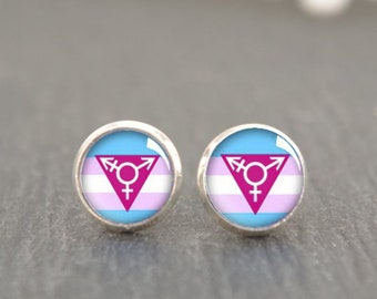 Transgender Pride stud earrings  LGBT Equality Transgender Symbol LGBT Pride Gay Pride Transgender Jewelry Rainbow  Colorful earrings