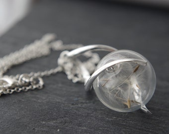 Dandelion seed necklace Terrarium necklace  Nature necklace Wish necklace Real Dandelion Mothers day Gift Glass Necklace Wildflower necklace