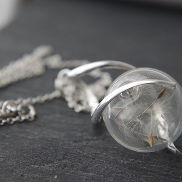 Dandelion seed necklace Terrarium necklace  Nature necklace Wish necklace Real Dandelion Mothers day Gift Glass Necklace Wildflower necklace