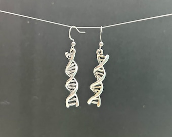 3D DNA Double Helix Earrings: Sterling Silver Plated Science Gift