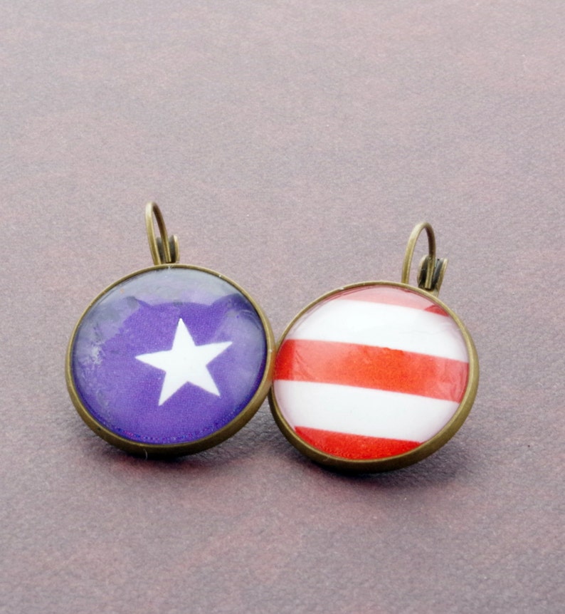 Boucles doreilles Stars Stripes Boucles doreilles Drapeau américain Boucles doreilles Stars Stripes Clip-On Boucles doreilles USA boucles doreillesnational pavillon américain image 1