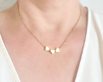 Mini Collier Coeur Trois Mini Coeurs Bijoux Triple Amour Maman Collier Trois Sœurs Collier Grand-Mère Collier Trois Filles Cadeau