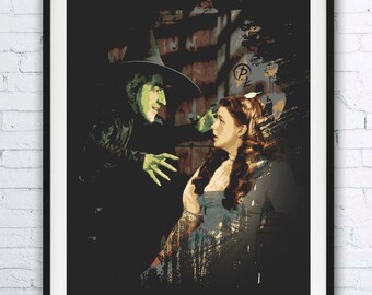 THE WIZARD of OZ - portrait - alternative movie poster print minimalist pop art draw paint 1939 Judy Garland Dorothy Miss Almira Gulch
