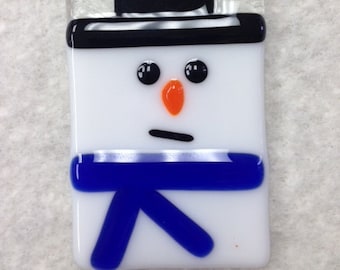 Snowman Fused Glass Ornament