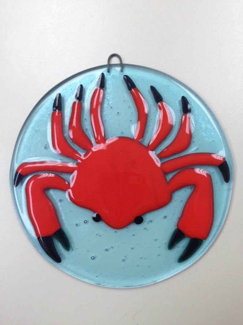 Crab Fused Glass Ornament 5 Diameter - Etsy