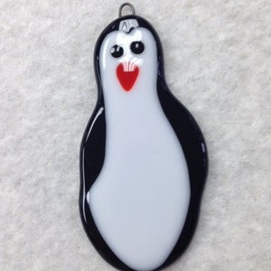 Penguin Fused Glass Ornament image 1