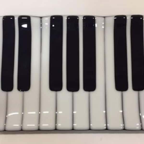 Music Piano Keyboard Fused Glass Plate