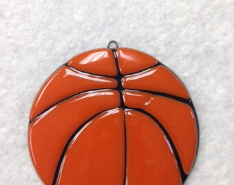Basketball Fused Glass Ornament 4"Diameter