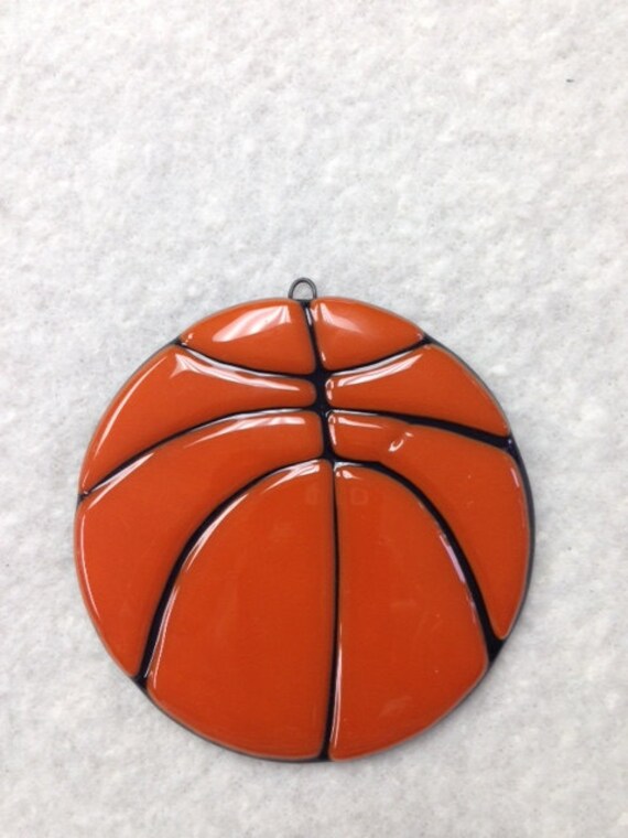 Basketball Fused Glass Ornament 4Diameter Etsy