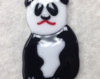 Panda Bear Fused Glass Ornament 2"x3.25" or 3.5"x5.5"