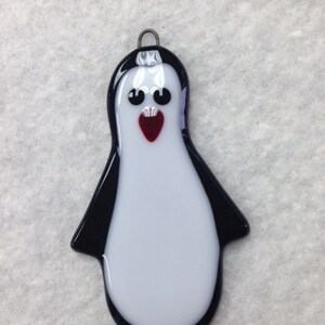 Penguin Fused Glass Ornament image 2