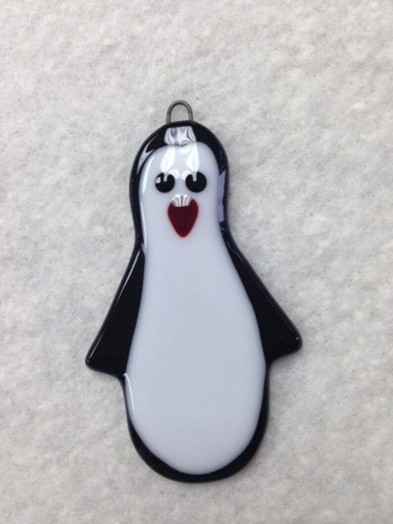 Penguin Fused Glass Ornament image 2