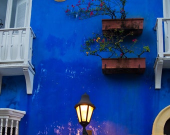 The blue house in Cartagena, Colombia photo print, Travel photograph, Color photo, Wall art, Wall decor