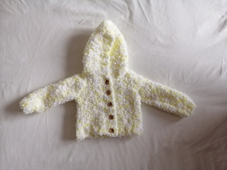 gorgeous hand knitted chunky fluffy hooded jacket set 0-3 3-6 month baby//reborn