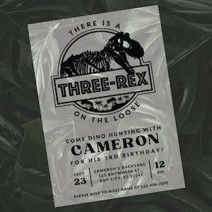Three Rex Birthday Invitation | Canva Template | Three Rex | Dinosaur Birthday | 3rd Birthday | Birthday Artwork | Instant Download