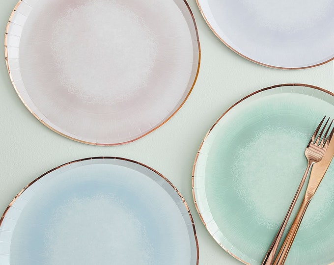 8 Pastel Party Plates, Pastel Paper Plates, Birthday Decorations