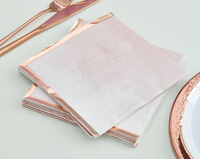 16 Pink & Rose Gold Napkins Birthday Paper Napkins Girl Baby Etsy UK