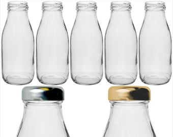 4 Mini glass bottles with screw on lids GB73