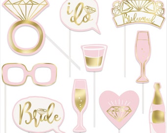 10 Pink Gold Hen Party Photo Props Team Bride Photo Props Etsy 日本