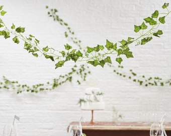 2.4M Efeu Hängepflanze Künstliche Efeuranken Kunstpflanzen Rattan Blatt Deko DIY