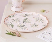 8 Floral Paper Plates, Rose Gold Plates, Tea Party Plates, Floral Party Supplies, Baby Shower Plates, Bridal Shower Plates, Birthday Plates