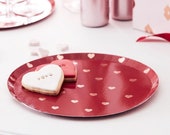 8 Red Heart Plates, Rose Gold Party Plates, Valentines Party Plates, Valentines Day Decor, Hen Party, Bridal Shower, Girls Birthday Party