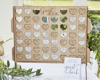 Wedding Guest Book Alternative, Four in a Row Game, Wooden Hearts Guest Book, Wedding Guest Book, Wedding Keepsake, Baby Shower, Hen Party