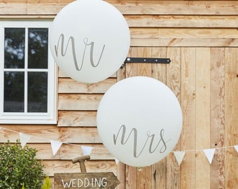 36" Giant Mr and Mrs Balloons, Wedding Balloons, Engagement Balloons, Vintage Wedding, Rustic Wedding, Large Mr Mrs Balloons, Jumbo Balloons