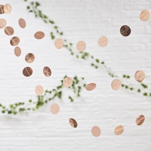 5m Rose Gold Circle Garland, Wedding Decor, Baby Shower Decor, Rose Gold Party Supplies, Rose Gold Bunting, Rose Gold Party Decorations