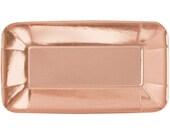 8 Rectangle Rose Gold Paper Plates, Rose Gold Party Plates, Disposable Plates, Rose Gold Party, Wedding, Baby Shower, Engagement, Hen Party