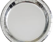 8 Silver Foil Round Paper Plates, Silver Party Plates, Disposable Party Tableware, Wedding Catering Supplies, Birthday Plates, Party Plates