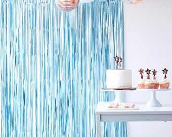 Blue 2 Packs Foil Fringe-Backdrop-Blue-3FTX8FT Metallic Door Window Curtain Tinsel Party//Birthday//Wedding//Prom Decoration