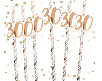 Number Mix Birthday and Anniversary Confetti Oblique Unique/® 30 Over 300 Pieces Rose Gold Dots Table Decoration