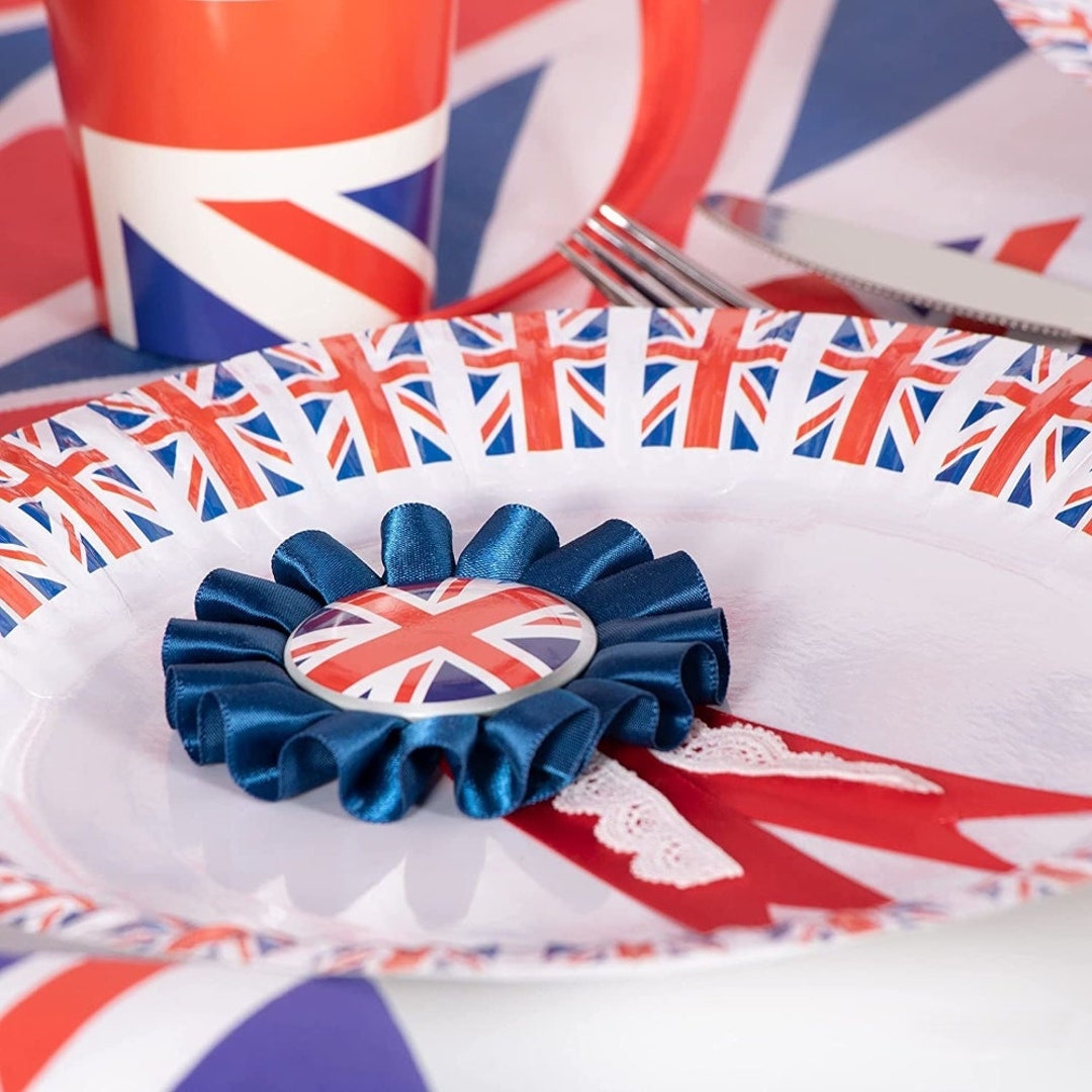 8 Union Jack Plates, Union Jack Party Plates, Queens Platinum Jubilee