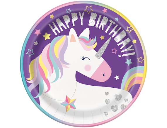 9 Unicorn Party Plates Unicorn Birthday Plates, Unicorn Party Decorations,  Party Tableware, Unicorn Birthday Decorations, Unicorn Plates 