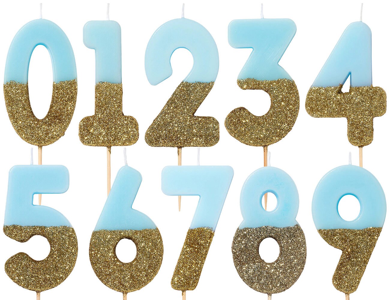 Gold Happy Birthday Cake Topper and 0-9 Number Toppers (11 Pieces