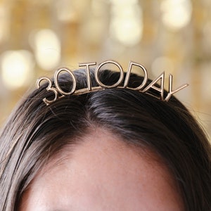 Gold 30th Birthday Headband, 30th Birthday Tiara, 30 Birthday Decorations, Metal Headband, Birthday Party Accessories, Birthday Photo Props