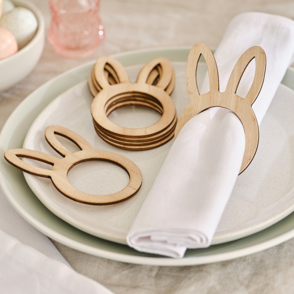 6 Wooden Easter Napkin Rings Easter Bunny Napkin Rings Easter