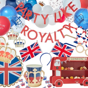 Kings Coronation Party Decorations, Union Jack Party, Union Jack Balloons, Paper Plates Napkins Cups, Royal Street Party, British Tea Party