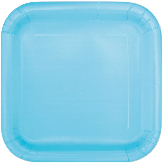 8 Square Blue Paper Plates Blue Party Plates Baby Shower Etsy